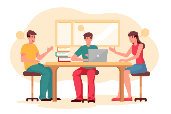 What is ISO 9001 – featured illustration with people sitting at a desk learning about ISO standards